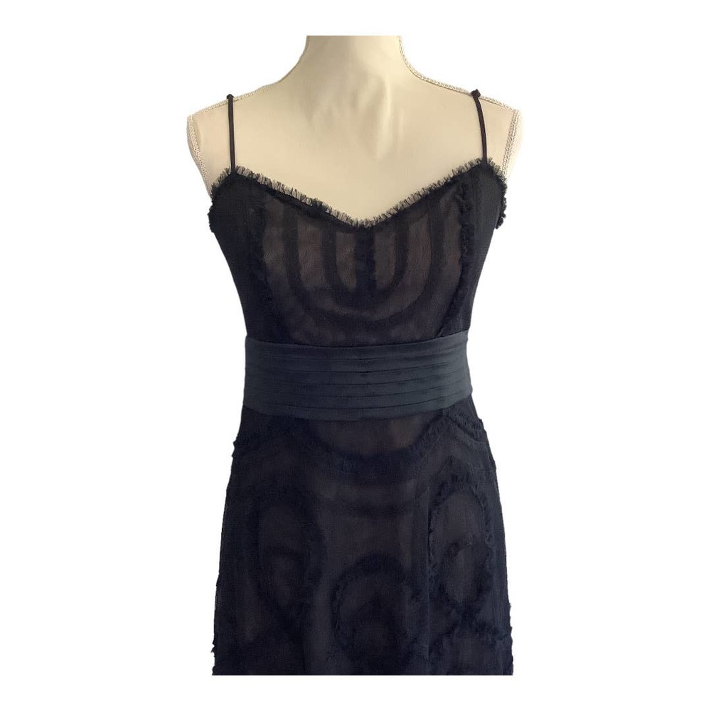 BCBG MAXAZARIA Black Spaghetti Strap Lace Midi Dress Size 8